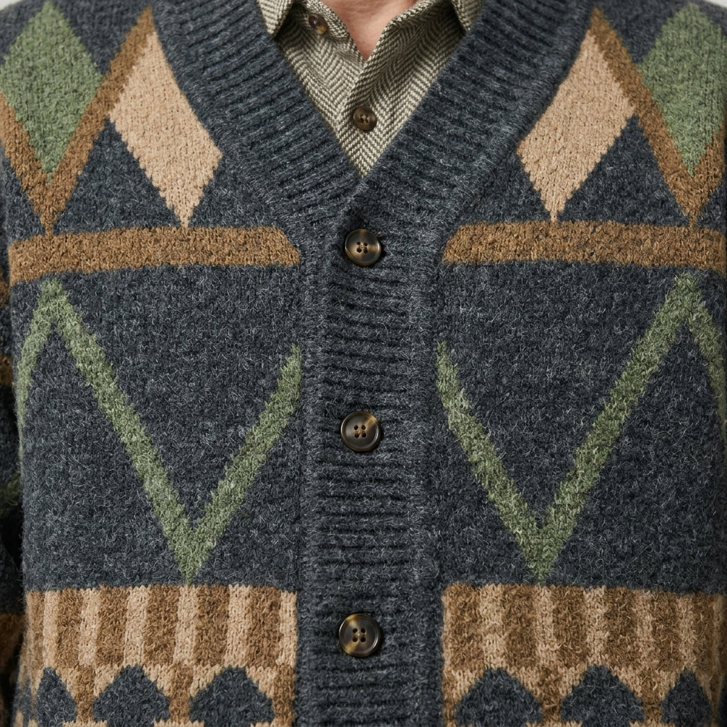 Cardigan en maille géométrique pour homme