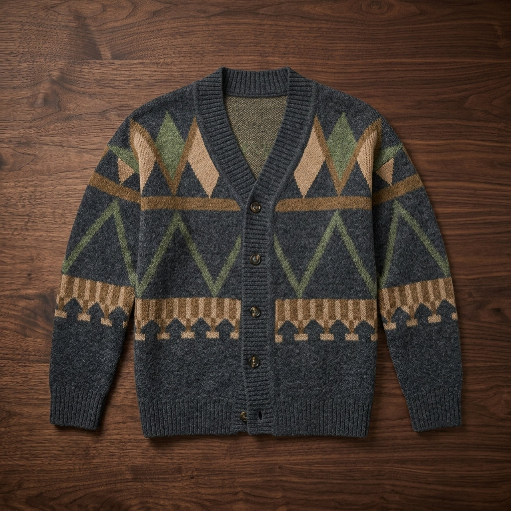 Cardigan en maille géométrique pour homme