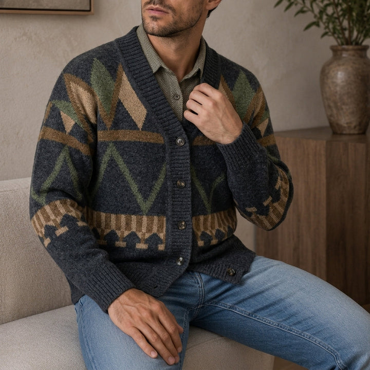 Cardigan en maille géométrique pour homme
