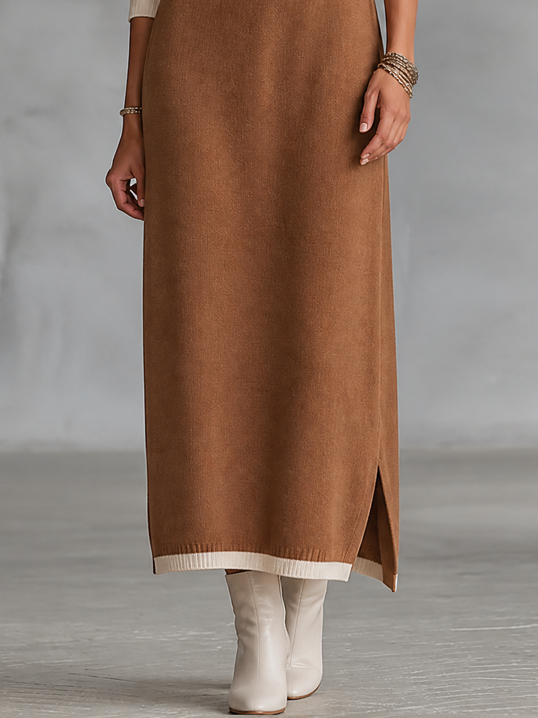 Women's Knit Quarter Zip Maxi Dress