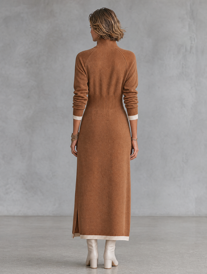 Women's Knit Quarter Zip Maxi Dress