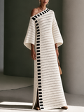 Women's Knit Off-Shoulder Abaya Maxi Dress Kaftan