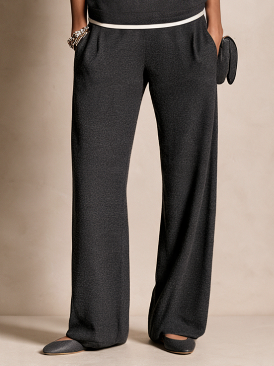 Women's Knit Hoodie and Wide Leg Pants Set