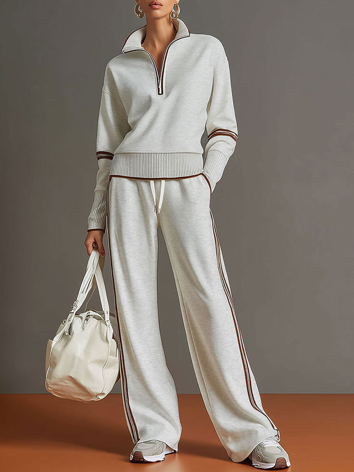 Women's Knit Two-Piece Wide Leg Lounge Set