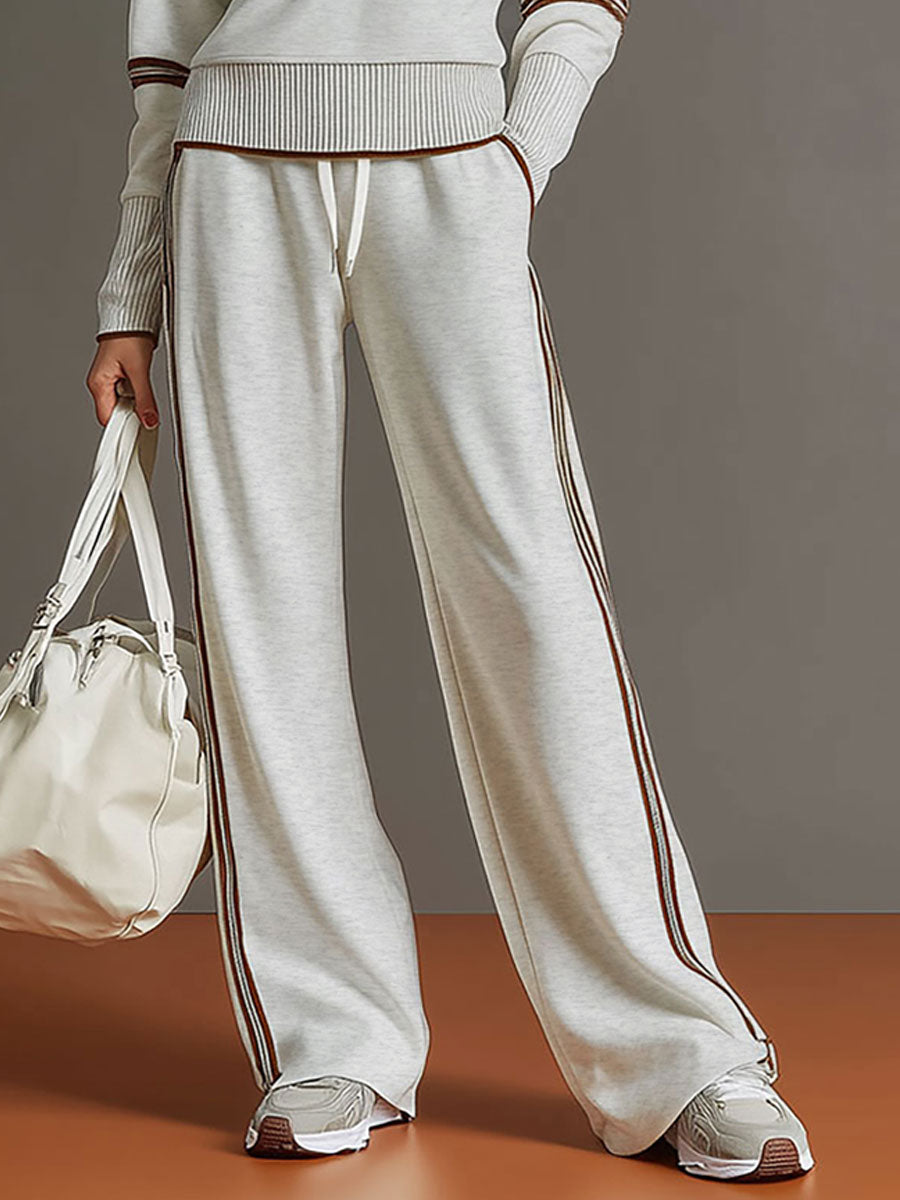 Women's Knit Two-Piece Wide Leg Lounge Set