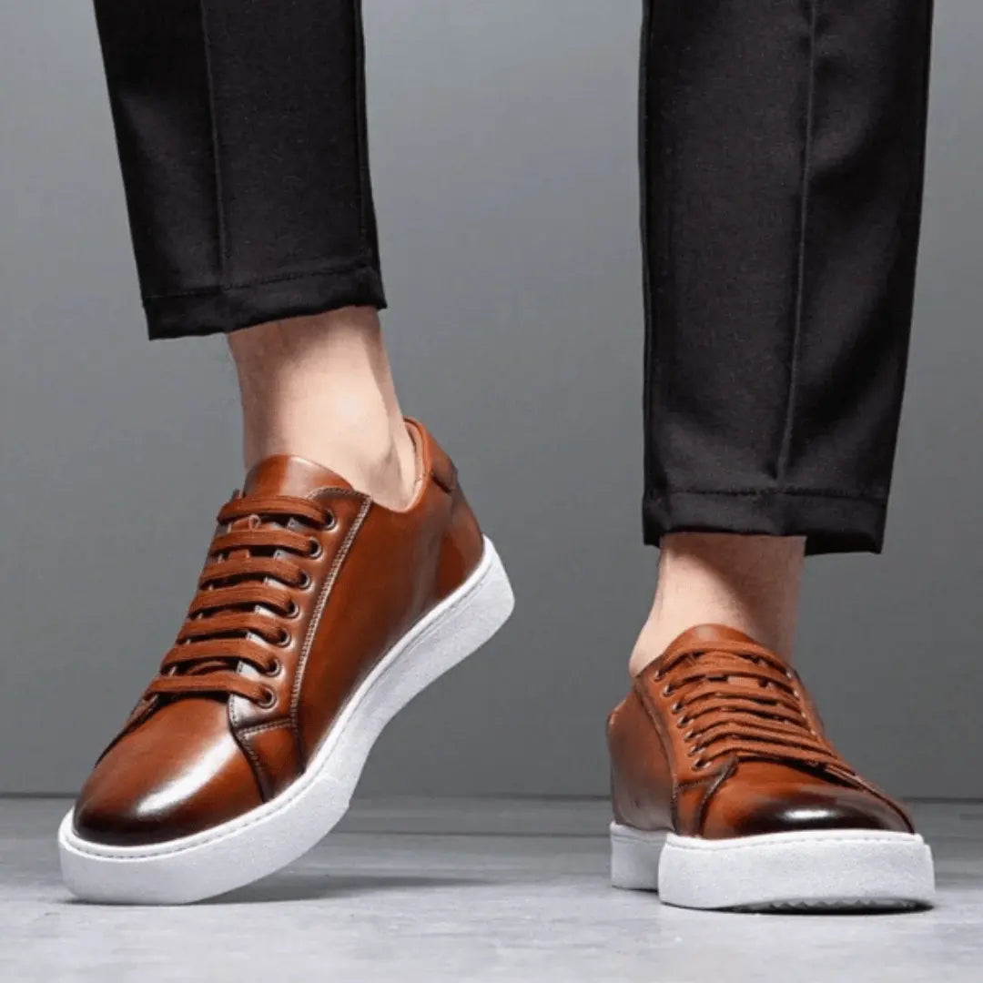 Leather Sneakers Low Top Casual Shoes Men's Leather Trainers