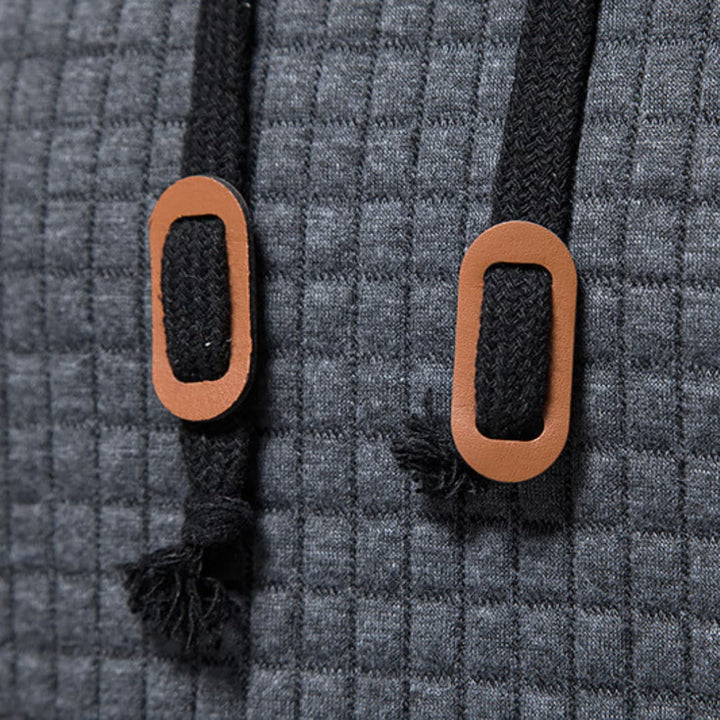Men's Fleece Hoodie Waffle Knit Pullover Sweatshirt