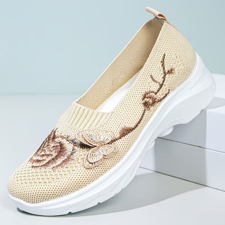 Women Knit Slip On Trainers Loafers Walking Shoes
