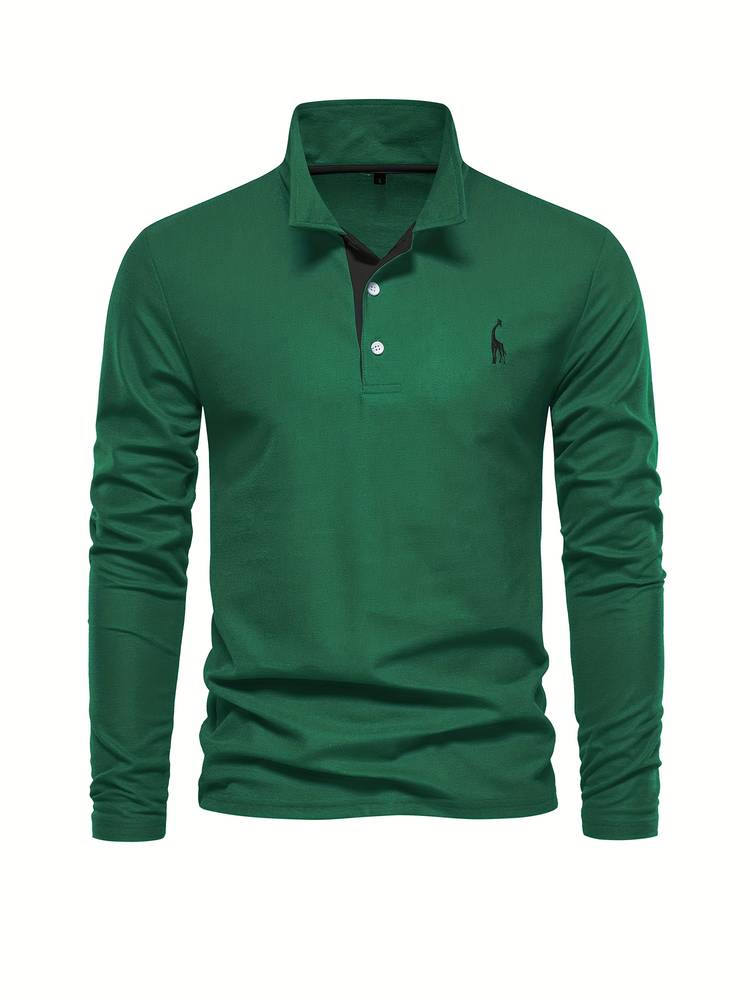 Men's Long Sleeve Polo Shirt Merino Wool Blend Knit Slim Fit