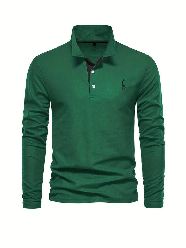 Men's Long Sleeve Polo Shirt Merino Wool Blend Knit Slim Fit