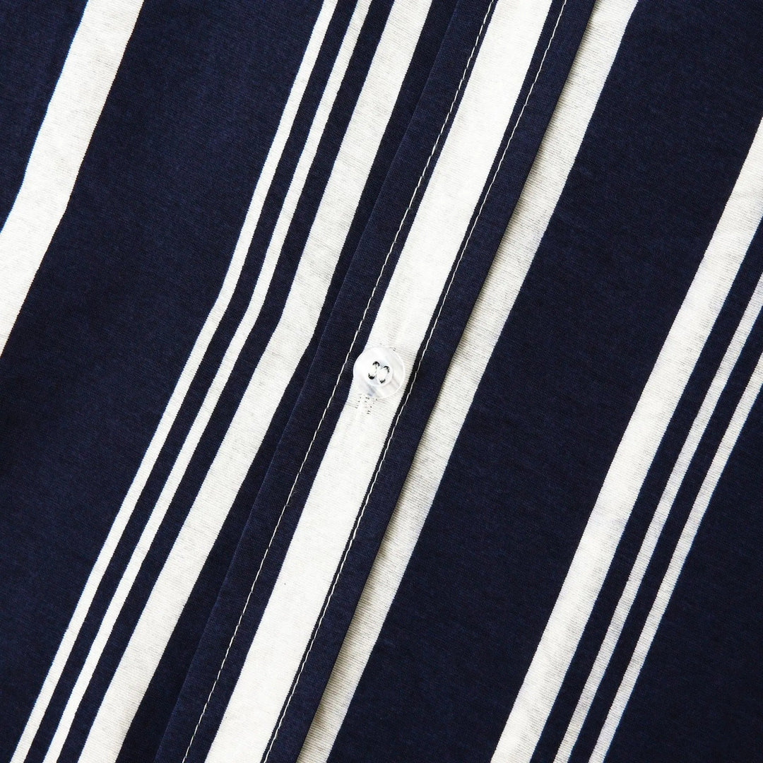 Men's Linen Vertical Stripe Short Sleeve Shirt