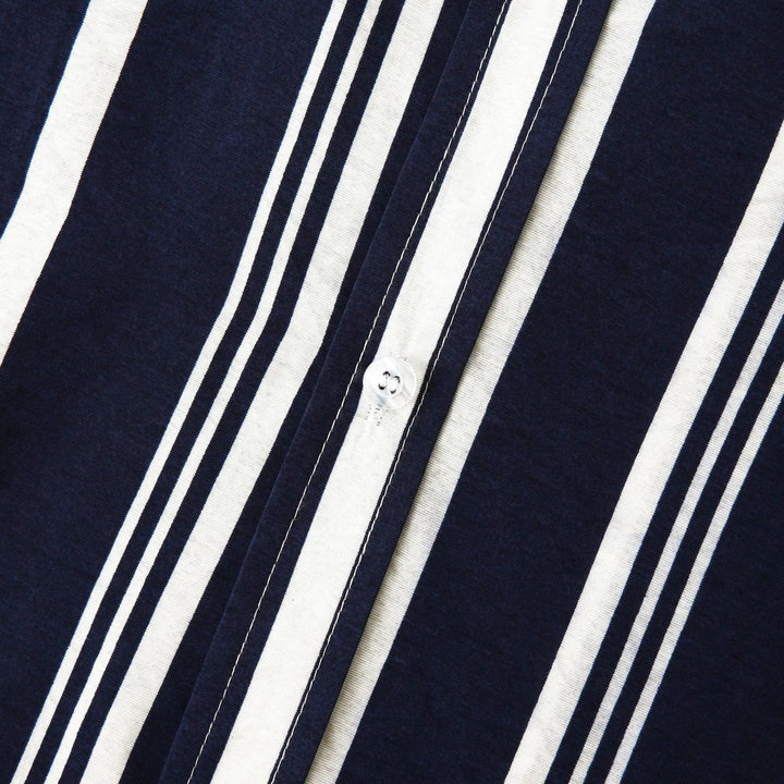 Men's Linen Vertical Stripe Short Sleeve Shirt