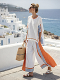Women's Linen Two-Piece Wide-Leg Trouser Set