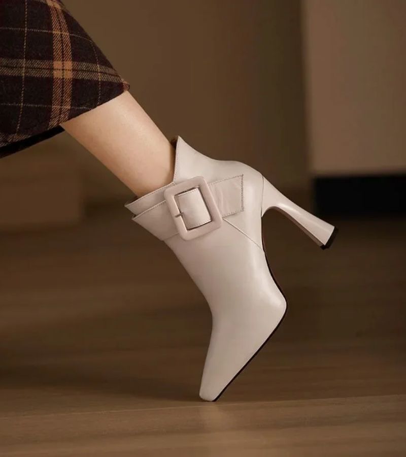 Women's Leather Ankle Boots High Heel
