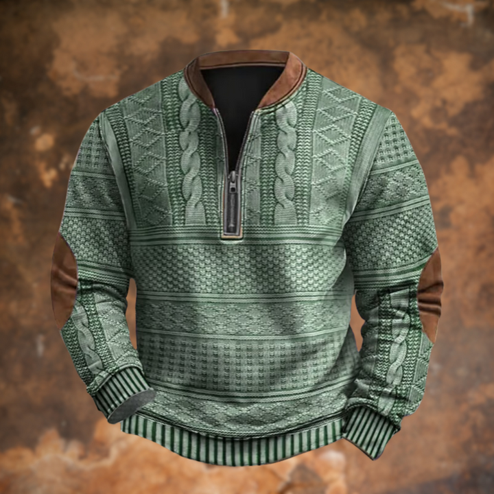 Men's Knit Quarter Zip Jumper Merino Wool Pullover Sweater