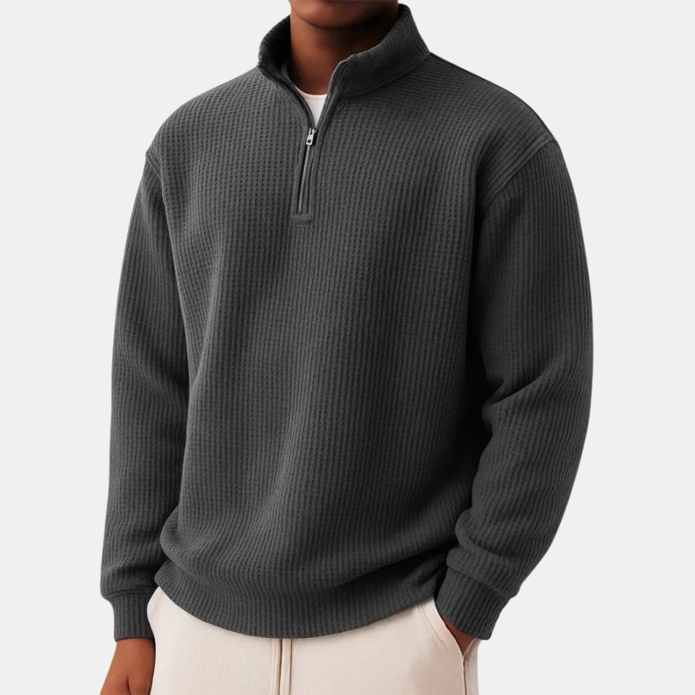 Men's Long Sleeve Half-Zip Knit Casual Pullover Sweater