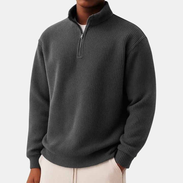 Men's Long Sleeve Half-Zip Knit Casual Pullover Sweater