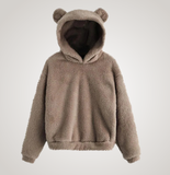 Women Fleece Bear Ear Hoodie Pullover Sweater
