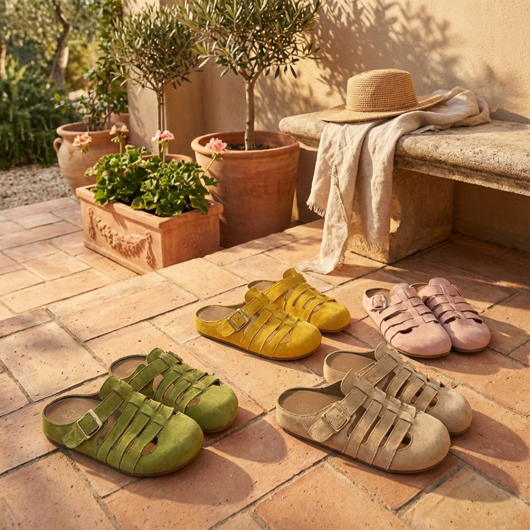 Women's Leather Slip-On Mule Clog Sandals