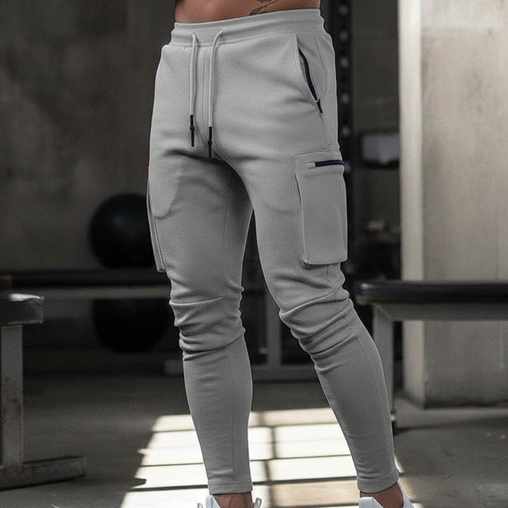 Men's Fleece Cargo Joggers Gym Track Pants