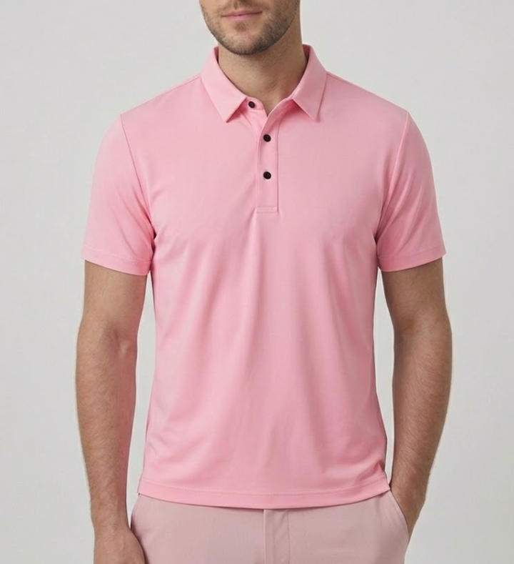 Men's Linen Blend Knit Polo Shirt Premium Short Sleeve Top