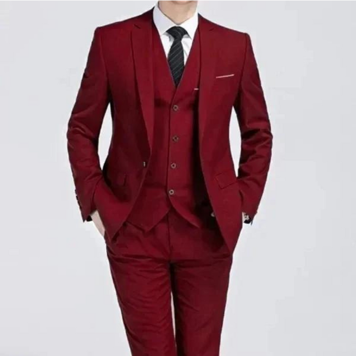 Men's Wool Mix 3 Piece Slim Fit Wedding Business Suit