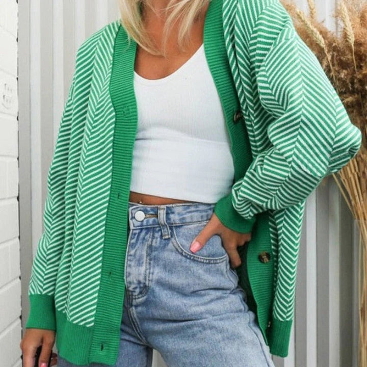 Cardigan en maille à col en V pour femme, pull oversize en laine