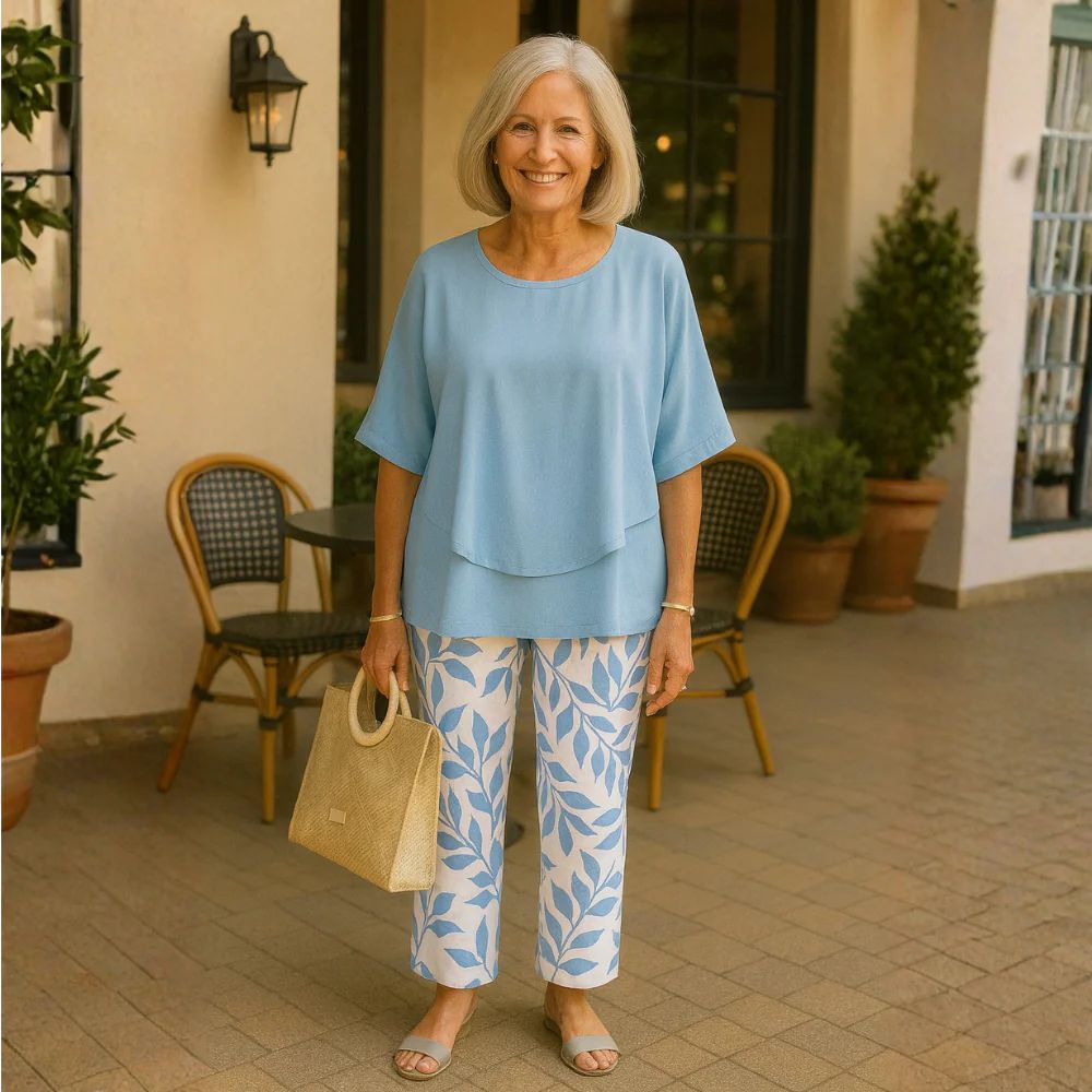 Women's Linen Two Piece Trouser Set Relaxed Fit Elegant Ladies Co-ord