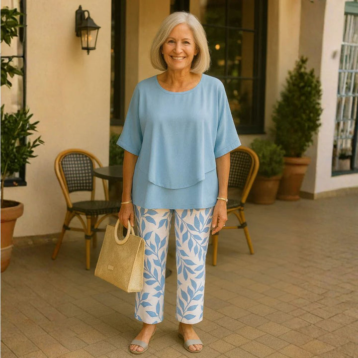 Women's Linen Two Piece Trouser Set Relaxed Fit Elegant Ladies Co-ord