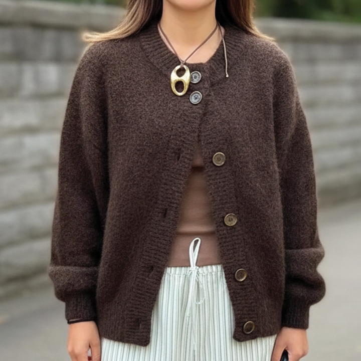 Women's Merino Wool Blend Cardigan Sweater Long Sleeve Tops