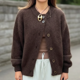 Women's Merino Wool Blend Cardigan Sweater Long Sleeve Tops