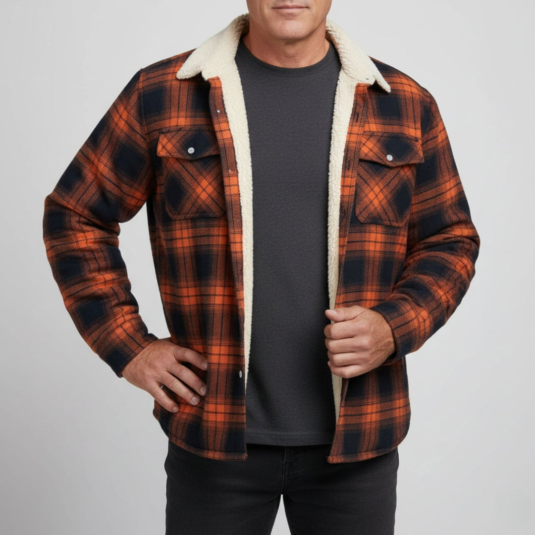 Men's Fleece Lined Plaid Flannel Heavyweight Shirt Jacket