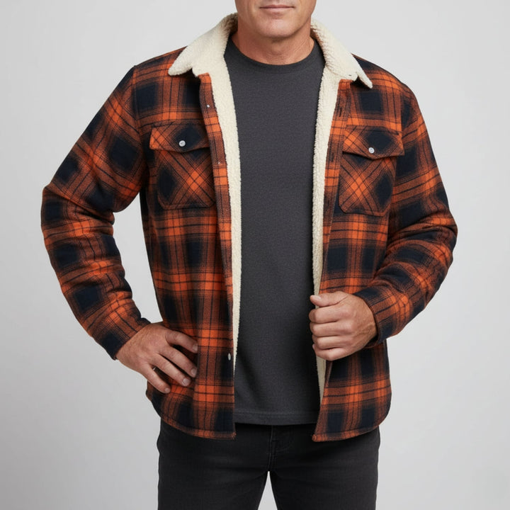 Men's Fleece Lined Plaid Flannel Heavyweight Shirt Jacket