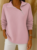 Women's Long-Sleeve Knit Lapel-Collar Sweater