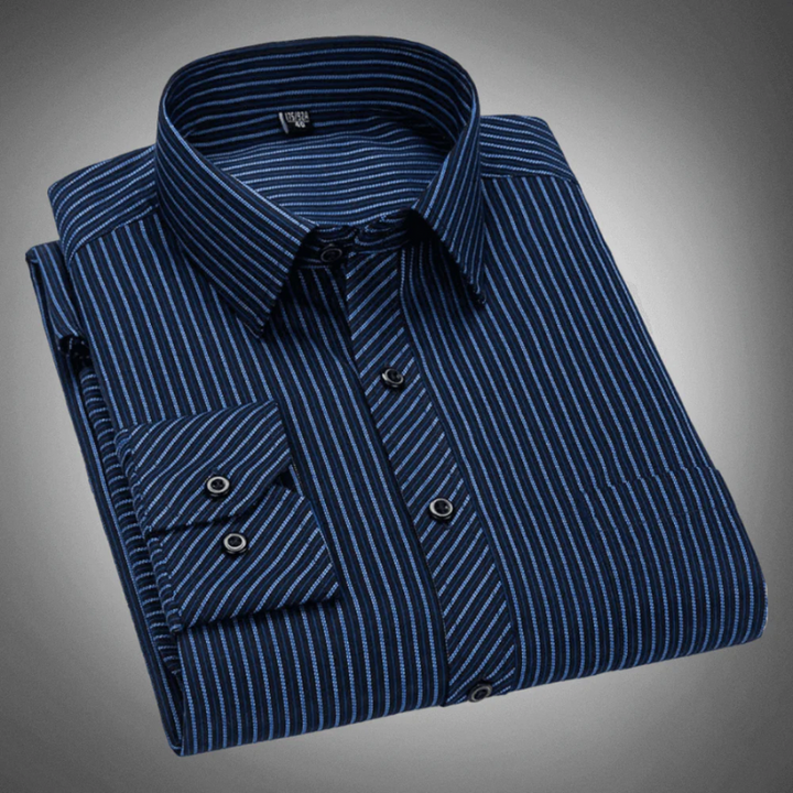 Men's Linen Long Sleeve Striped Dress Shirt