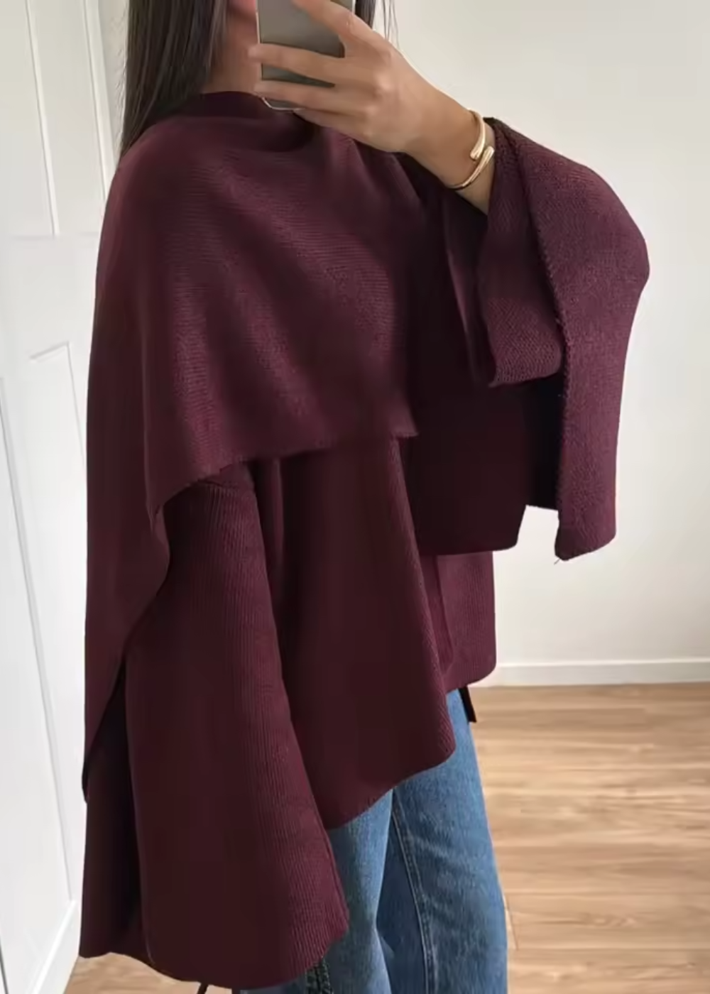 Women's Wool Mix Scarf Jacket Sweater