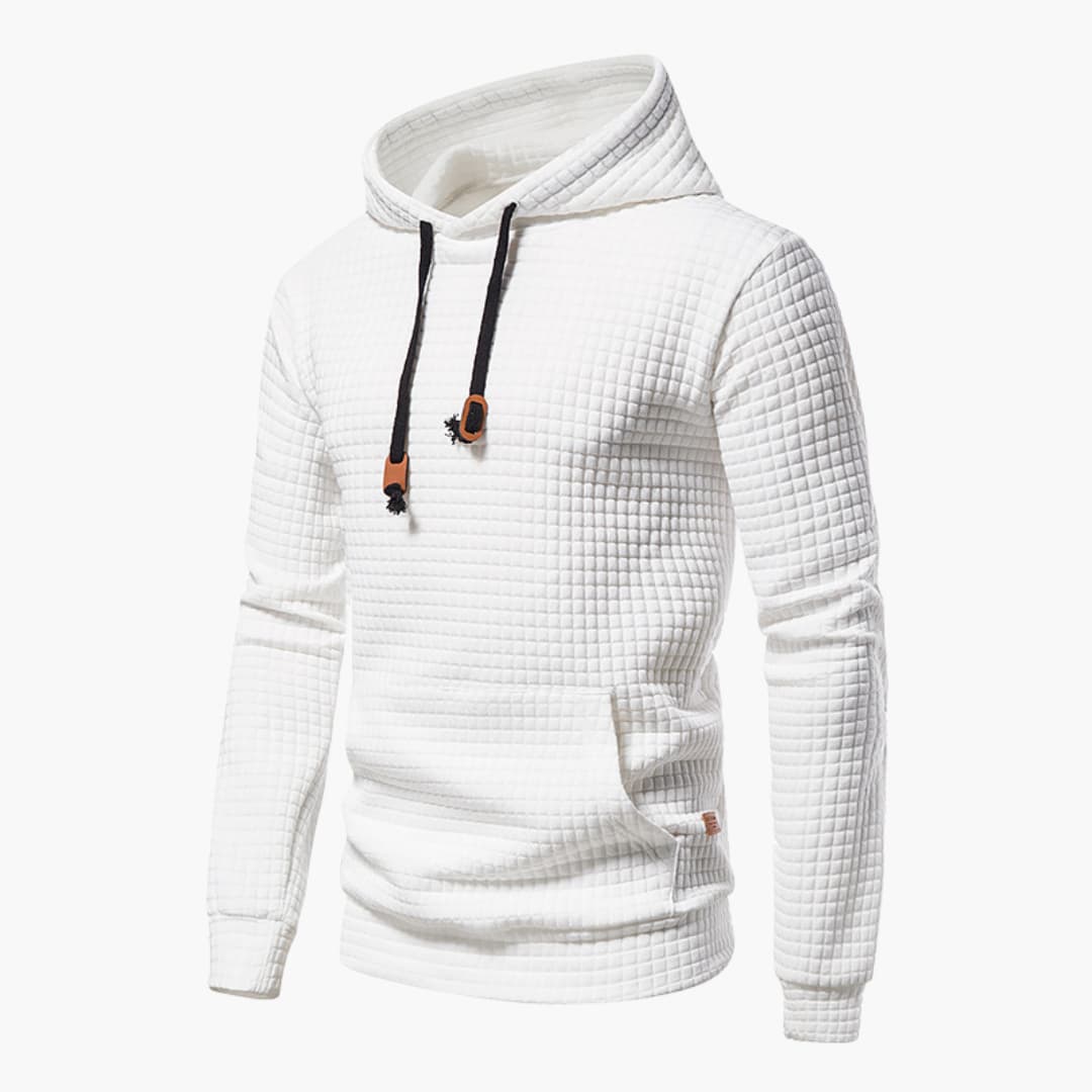 Men's Fleece Hoodie Waffle Knit Pullover Sweatshirt