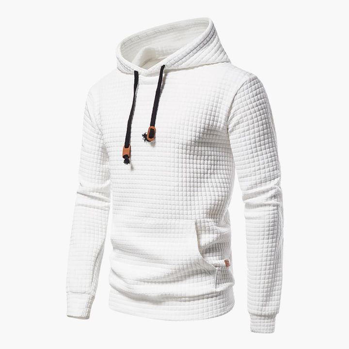 Men's Fleece Hoodie Waffle Knit Pullover Sweatshirt