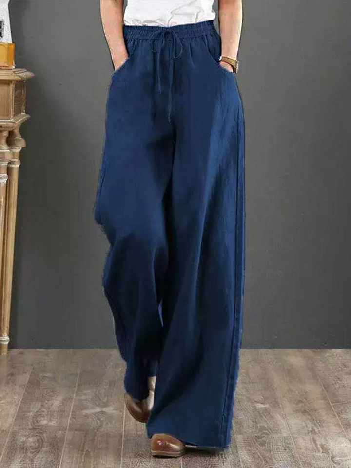 Women's High Waisted Wide Leg Linen Trousers Loose Fit Flowy Palazzo Pants