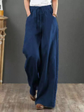 Women's High Waisted Wide Leg Linen Trousers Loose Fit Flowy Palazzo Pants