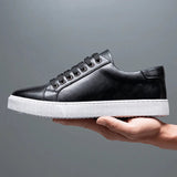 Leather Sneakers Low Top Casual Shoes Men's Leather Trainers
