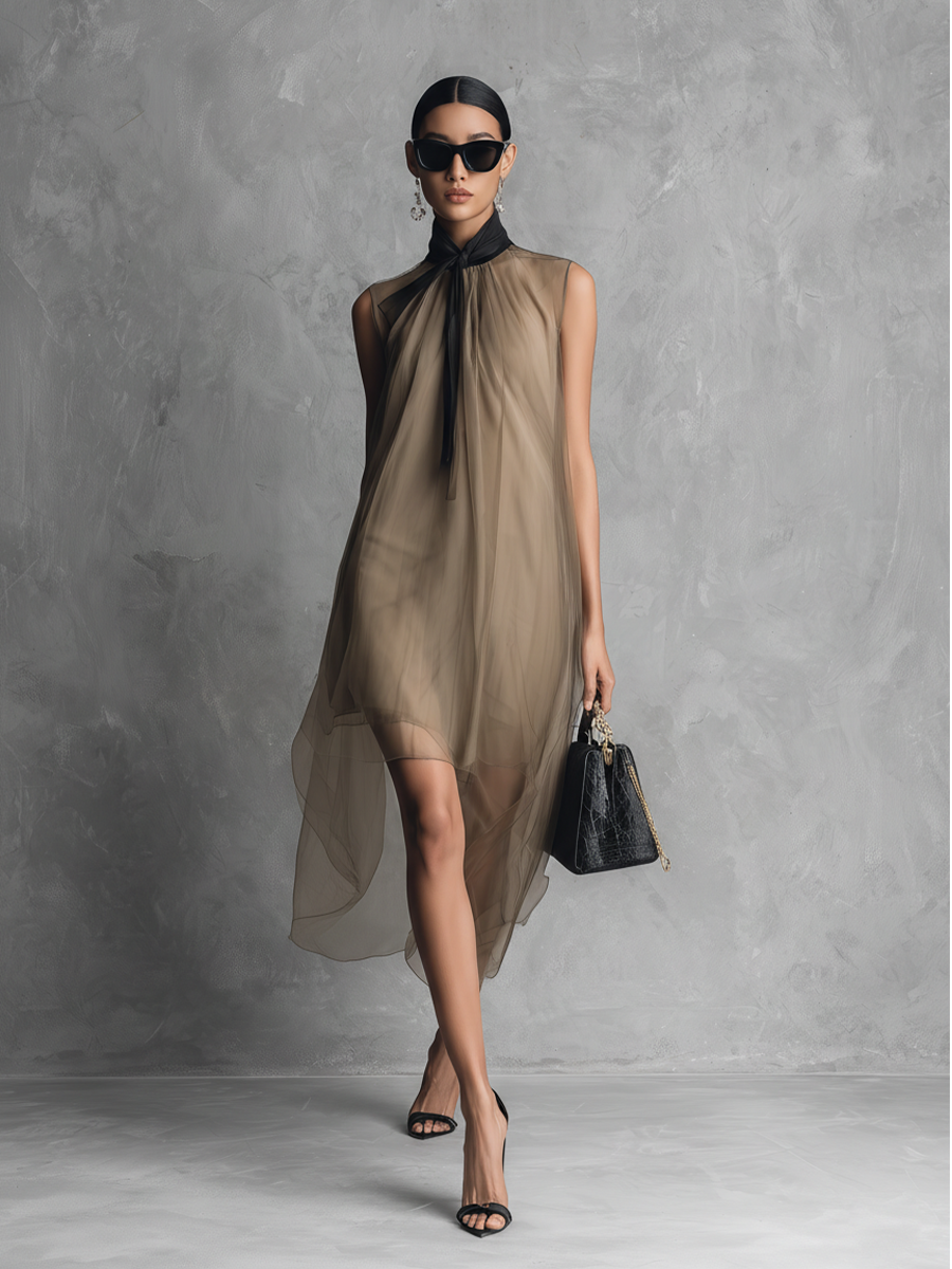Women's Chiffon Elegant Flowy Evening Maxi Dress 