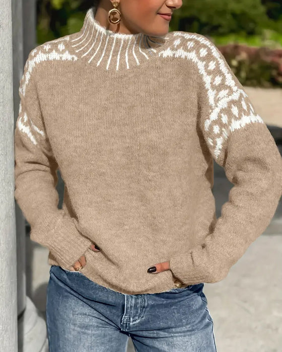 Womens Knit Sweater Wool High Neck Jumper