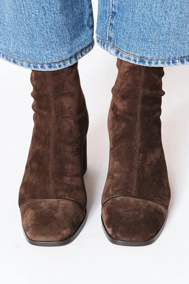 Women’s Suede Block-Heel Slip-On Ankle Boots