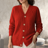 Women’s Wool Knit V-Neck Long-Sleeve Cardigan