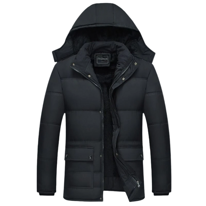 Men's Fleece Puffer Jacket Hooded Padded Coat