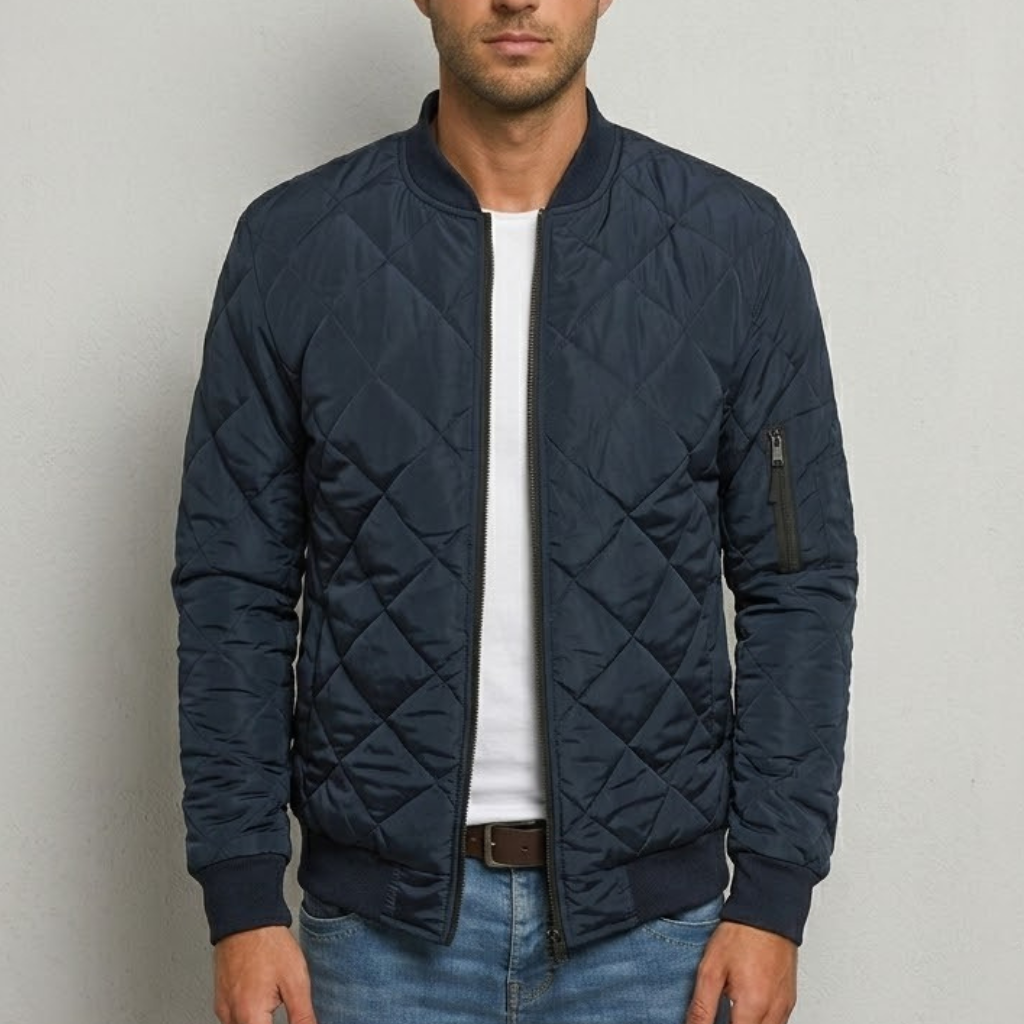 Men's Quilted Fleece Bomber Jacket Premium Transitional Outerwear