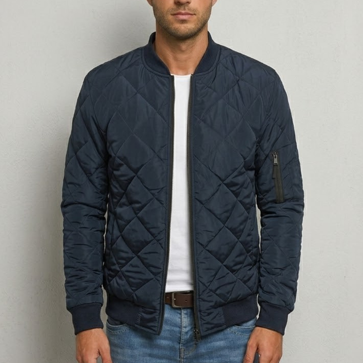 Men's Quilted Fleece Bomber Jacket Premium Transitional Outerwear