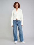 Women's Satin Long Sleeve Tailored Button-Down Blouse