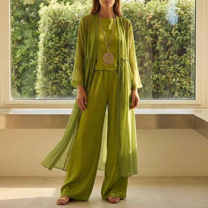 Women's Chiffon 3 Piece Co-ord Trouser Set